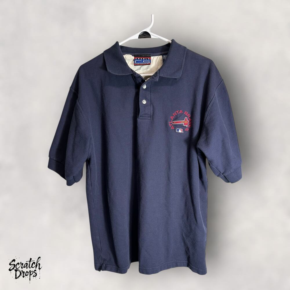 Atlanta Braves Polo Shirt Men's Medium Blue Vineyard Vines MLB Baseball Golf 90s